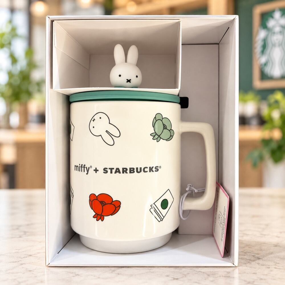 Starbucks Miffy 14 oz Ceramic Mug Lid Bunny Topper 2026 New in Box